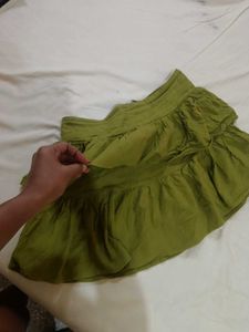 Olive Green Tiered Mini Skirt