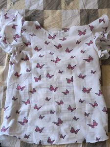 Charming Butterfly Print Top