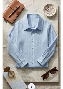 Light Blue linen  Button-Down Shirt