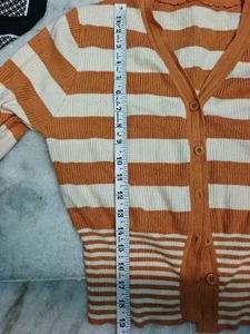 Striped Button-Up Cardigan