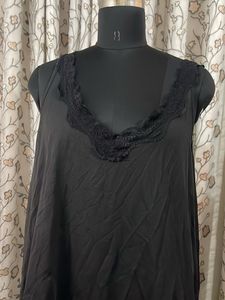 Black Lace Trim Camisole Slip
