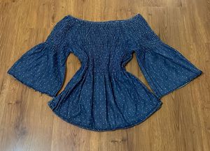 Off-Shoulder Smocked Bell Sleeve Top