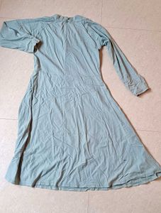 Elegant Light Sage Green Midi Dress with Pearl &amp; B