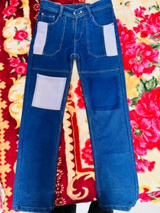 Blue Patchwork Jeans , selling because not using