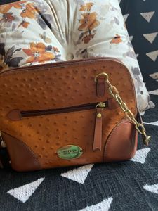 Hidesign Ostrich-Embossed leather bag