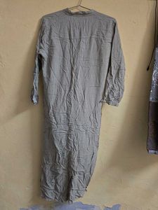 Embroidered Grey Striped Kurta