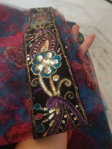 Embroidered Saree with Floral Print