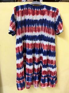 Boho Tie-Dye V-Neck Tiered Dress