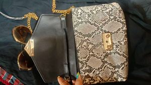 mng Snakeskin Print Chain Bag