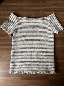 Preppy Smoked Off Shoulder Vintage Top