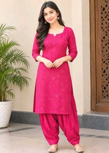 Elegant Pink Kurta Set with Salwar