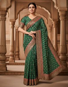 offer for today Elegant Emerald Green Silk Saree