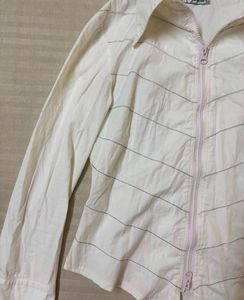 White Fitted Zippered Top