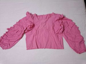 Pink Ruffled Sleeve Top