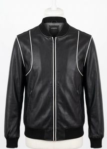 Men's Black Leather Bomber Jacket