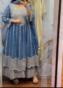 Exquisite Blue Embroidered Kurta Set