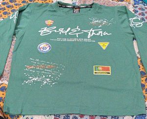 Green Graphic Print Long Sleeve T-Shirt