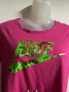 Nike Pink T-Shirt with Floral Logo