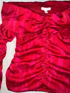 H&amp;M Vibrant Pink-Red ruched top