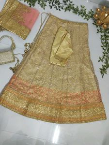 Elegant Gold Sequined Lehenga Choli Set