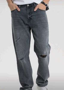 Men's Distressed Grey Jeans