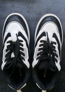 Stylish Black & White Chunky Sneakers