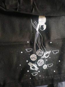 Black Tote Bag with Space Astronaut Design