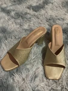 Sparkling Gold Block Heels