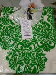 Green Damask Print Dress