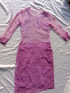 Tie Dry Lavender Chikankari Mirror Work Kurti