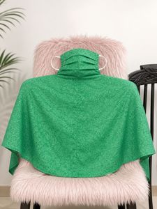 Green Printed Dupatta with Matching Mask
