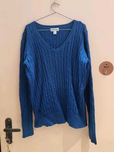 Alfred Dunner Blue Cable Knit Sweater