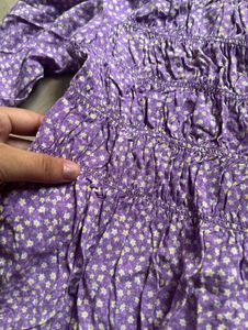 Cute Purple Floral Smocked Top