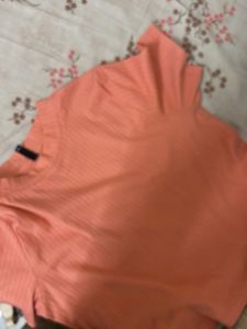 Ribbed Peach Colored T-Shirt
