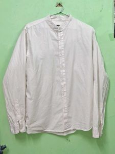 Men's White Band Collar Shirt 🤍