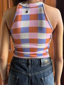Colorful Checkerboard Halter Top