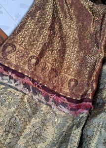 Gorgeous  Olive With Golden Mix. Pure Silk Saree