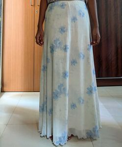 White Floral Print Skirt