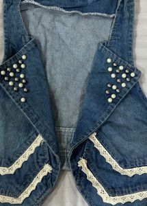 Denim Pearl Vest