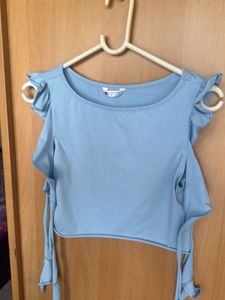 Cute Light Blue Crop Top