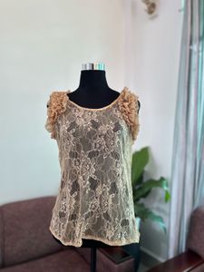 Sheer Lace Ruffle Tank Top