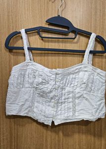 White Sleeveless Crop Top