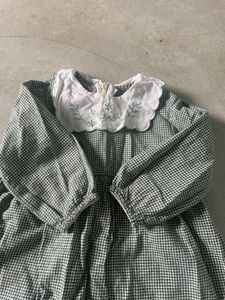 Charming Gingham Dress with Ruffle Collar