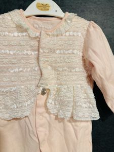 branded  Baby Girl's Pink Footie Sleepsuit