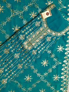 Semistitched Embroidered With Mirror N Stones Work
