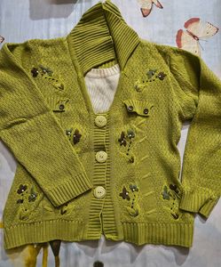 Green Wool Readymade Sweater