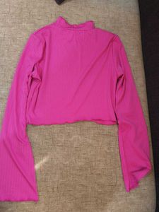 Pink Long Sleeve Crop Top