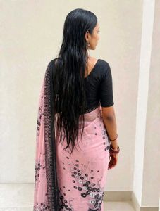 Elegant Pink Floral Saree