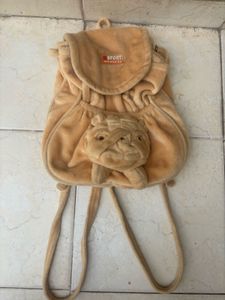 Cute Tan Velvet Dog Mini Backpack