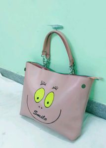 Cute Pink Smiley Face Tote Bag